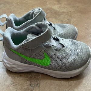 Nike Kids Gray and Green Sneakers